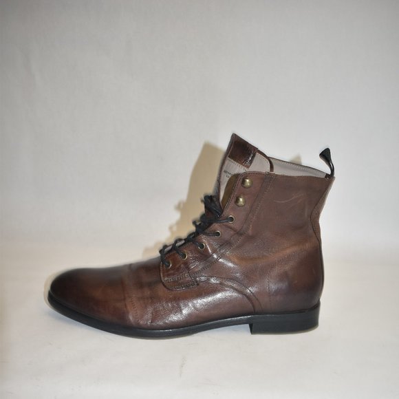 Allsaints Men's Mikkel Leather Combat Boots Brown Size 44 EU 11 US - Picture 5 of 11
